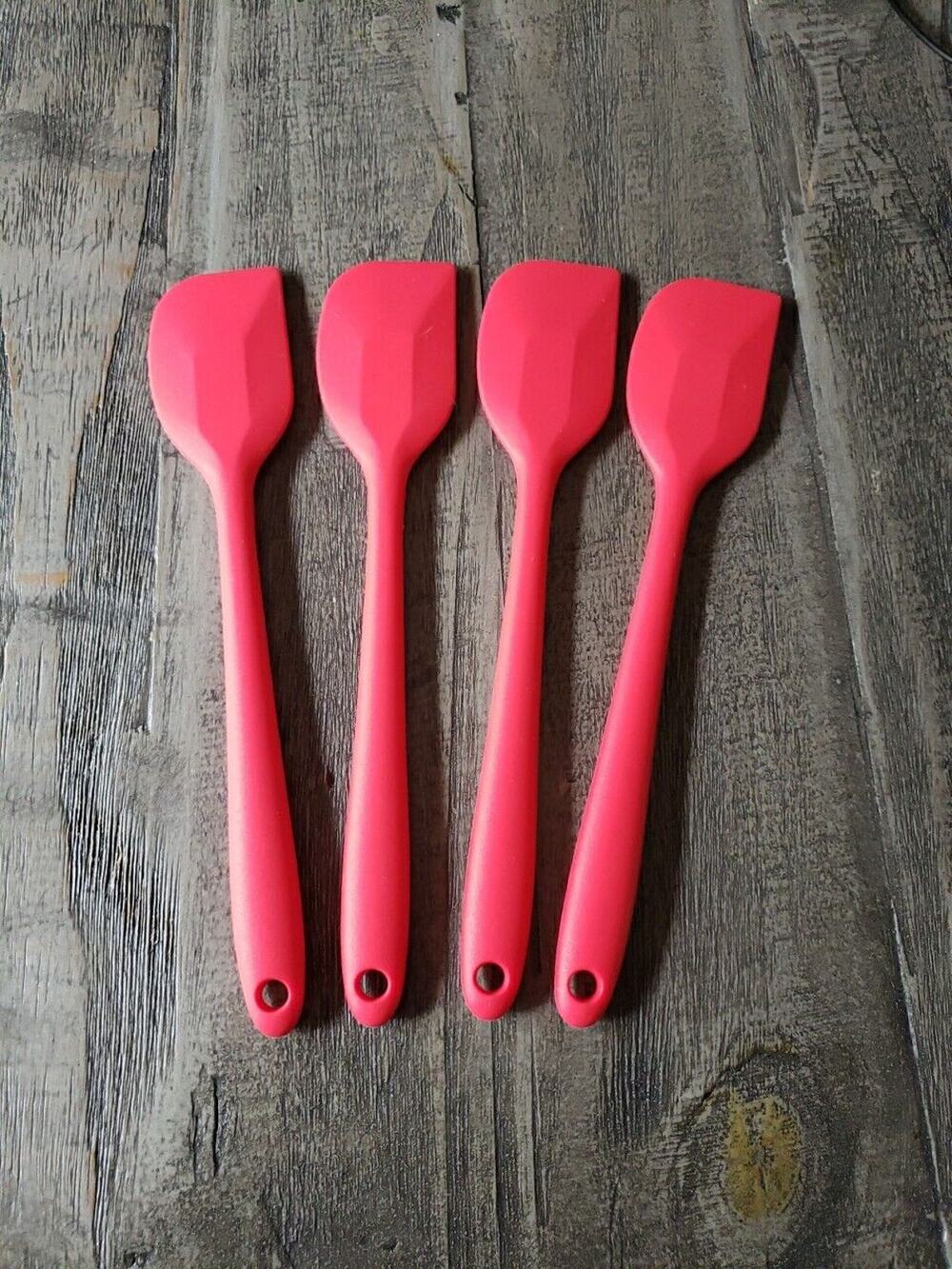 Silicone Spatula 4 pc Red Kitchen Baking Cooking Food Scraping Christmas Party